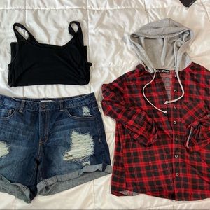 Red & Black Hooded Flannel